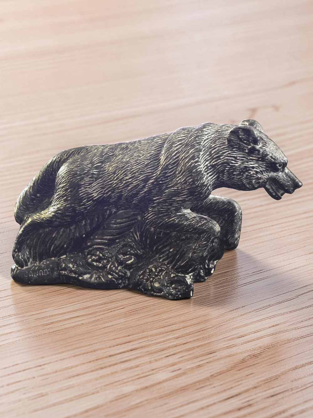 Hand Carved Wolf Soapstone Vintage 6" Sculpture - 66 Canada